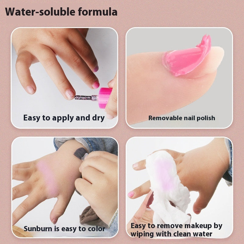 Kids Nail Polish and Makeup Set for Girls Ages 0-3 Years with Cosmetic Brush Box