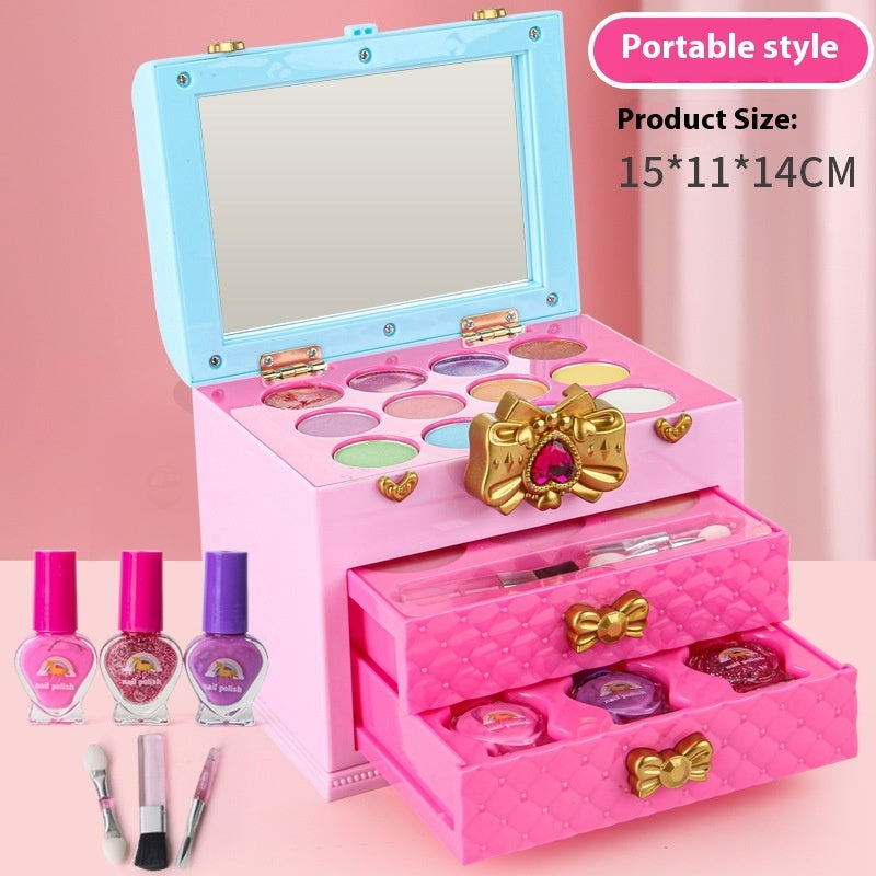 Kids Nail Polish and Makeup Set for Girls Ages 0-3 Years with Cosmetic Brush Box