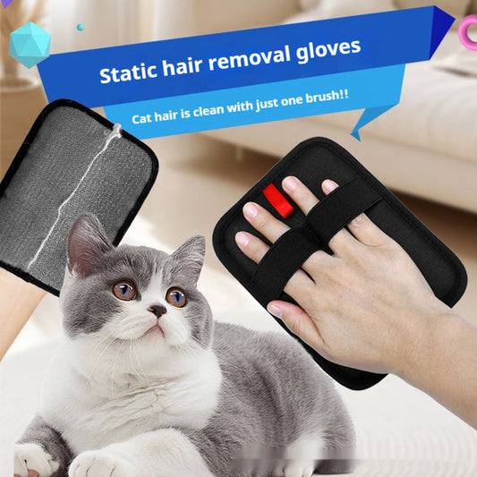 Pet Hair Removal Glove Brush Black Sticky Roller for Grooming and Cleaning